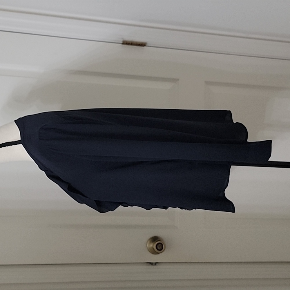 Banana Republic Size S Navy Blue V-Neck w/ Ruffle Front Blouse, Exc. Used Cond. - Picture 4 of 12